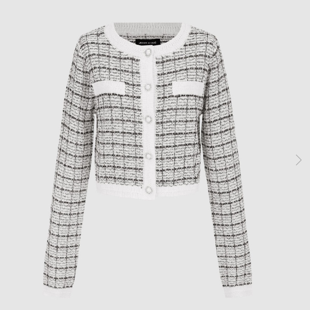 URBAN REVIVO NWT NEVER WORN TWEED CREW NECK KNITTED CARDIGAN